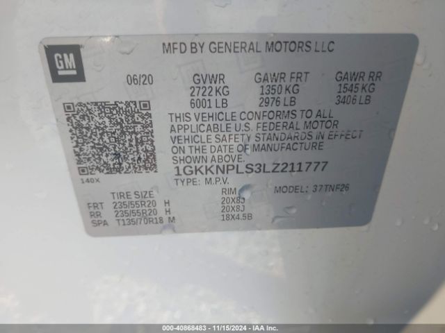 Photo 8 VIN: 1GKKNPLS3LZ211777 - GMC ACADIA 