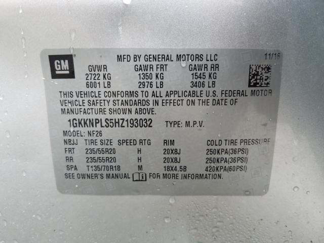 Photo 9 VIN: 1GKKNPLS5HZ193032 - GMC ACADIA DEN 