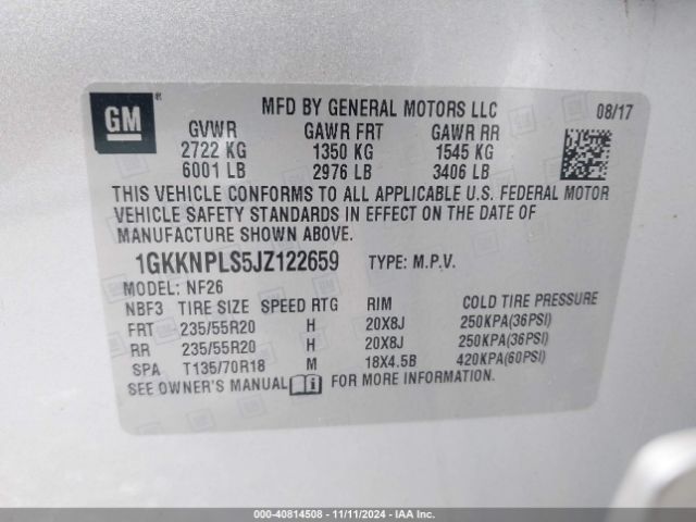 Photo 8 VIN: 1GKKNPLS5JZ122659 - GMC ACADIA 