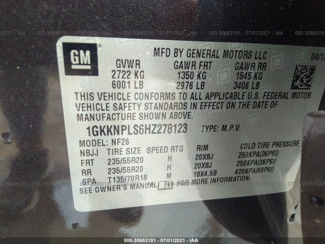 Photo 8 VIN: 1GKKNPLS6HZ278123 - GMC ACADIA 