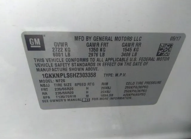 Photo 8 VIN: 1GKKNPLS6HZ303358 - GMC ACADIA 