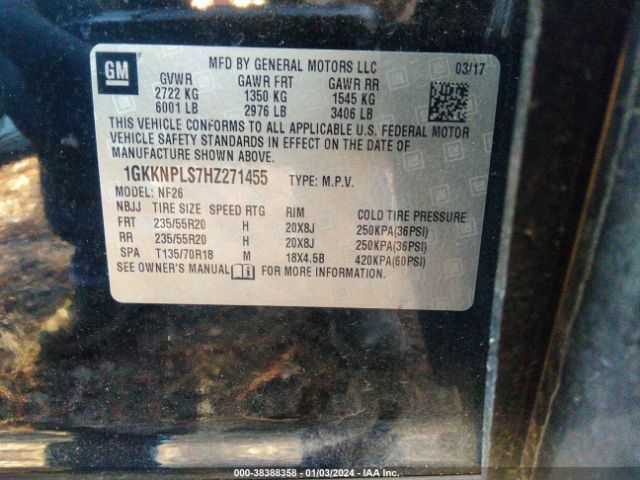 Photo 8 VIN: 1GKKNPLS7HZ271455 - GMC ACADIA 