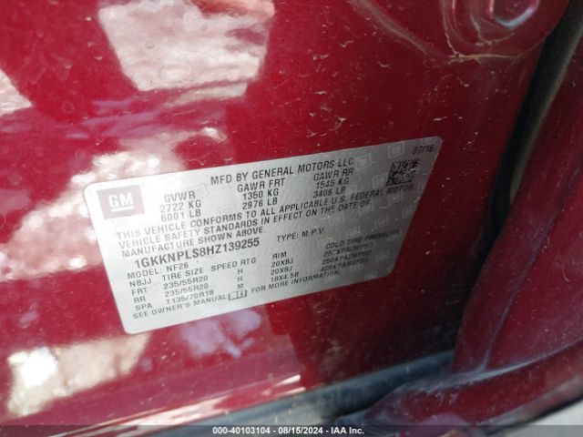 Photo 8 VIN: 1GKKNPLS8HZ139255 - GMC ACADIA 