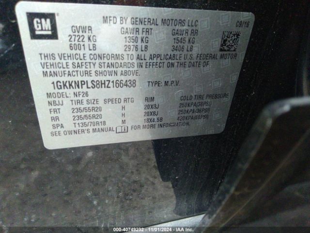 Photo 8 VIN: 1GKKNPLS8HZ166438 - GMC ACADIA 