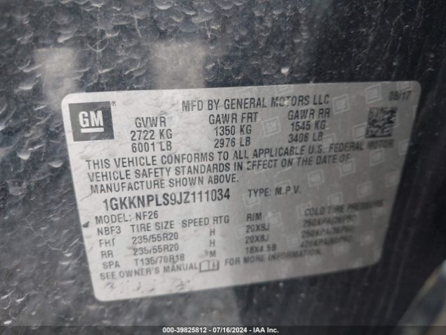 Photo 8 VIN: 1GKKNPLS9JZ111034 - GMC ACADIA 