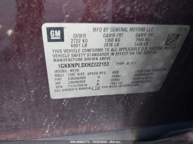 Photo 8 VIN: 1GKKNPLSXHZ222153 - GMC ACADIA 