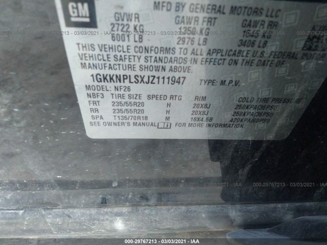 Photo 8 VIN: 1GKKNPLSXJZ111947 - GMC ACADIA 