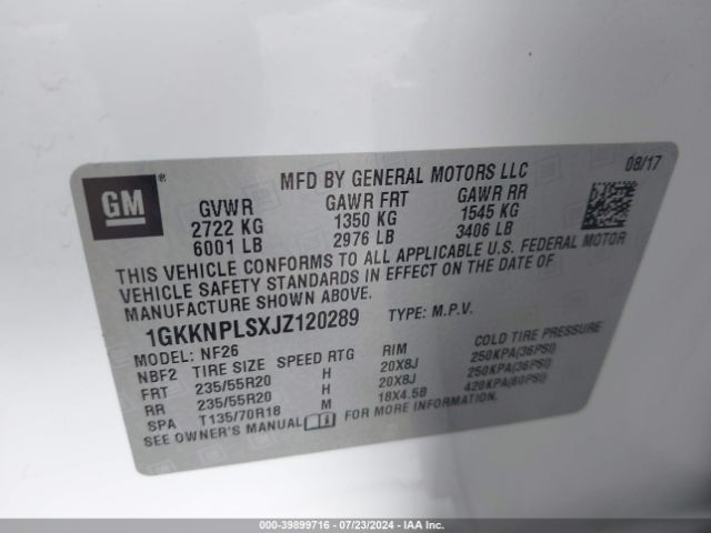 Photo 8 VIN: 1GKKNPLSXJZ120289 - GMC ACADIA 