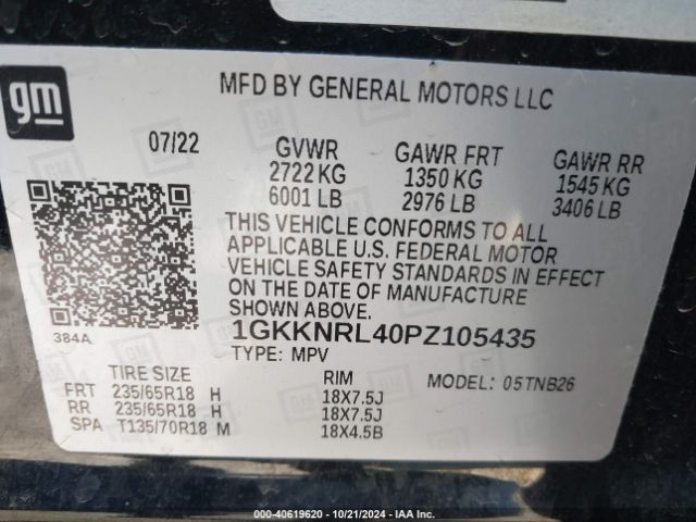 Photo 8 VIN: 1GKKNRL40PZ105435 - GMC ACADIA 