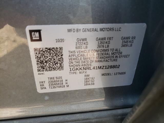 Photo 9 VIN: 1GKKNRL41MZ128802 - GMC ACADIA SLE 