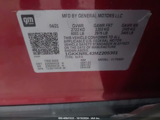 Photo 8 VIN: 1GKKNRL43MZ205301 - GMC ACADIA 