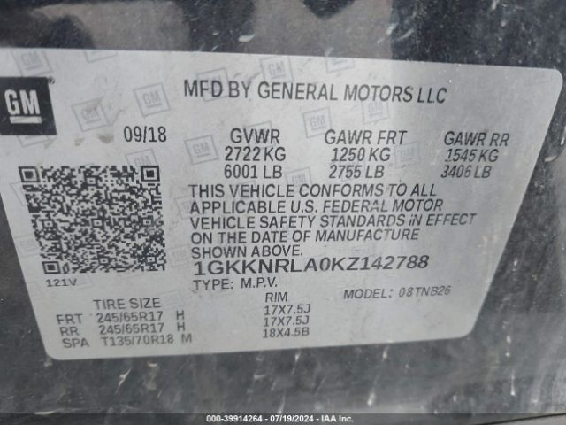 Photo 8 VIN: 1GKKNRLA0KZ142788 - GMC ACADIA 