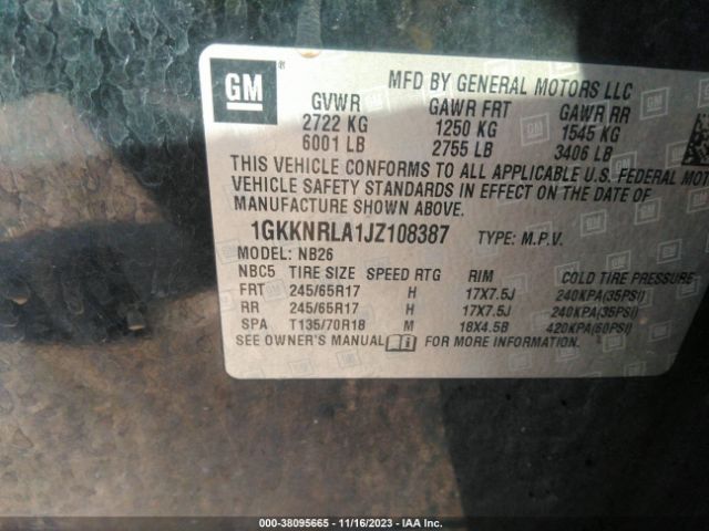 Photo 8 VIN: 1GKKNRLA1JZ108387 - GMC ACADIA 