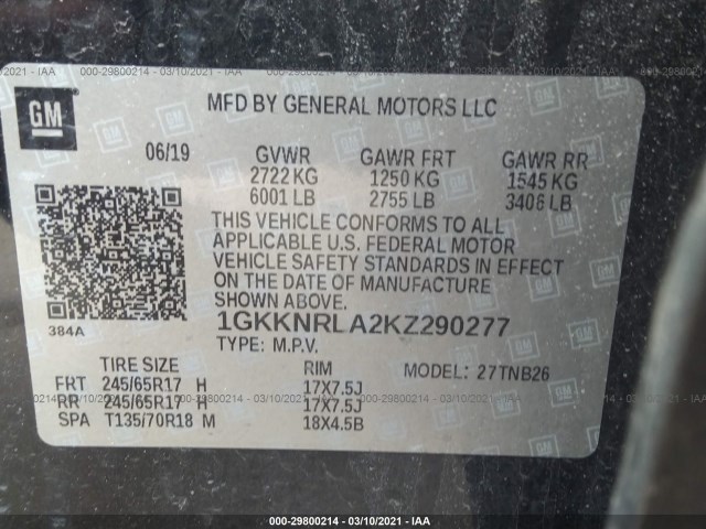 Photo 8 VIN: 1GKKNRLA2KZ290277 - GMC ACADIA 