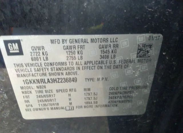 Photo 8 VIN: 1GKKNRLA3HZ236849 - GMC ACADIA 