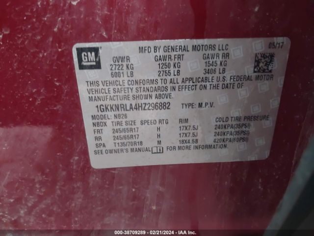 Photo 8 VIN: 1GKKNRLA4HZ296882 - GMC ACADIA 