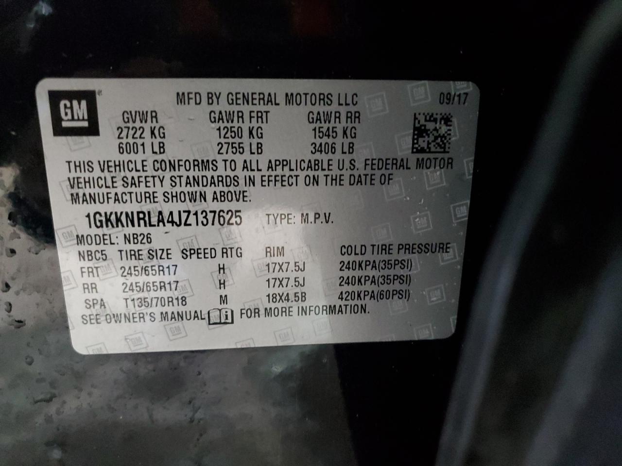 Photo 12 VIN: 1GKKNRLA4JZ137625 - GMC ACADIA 