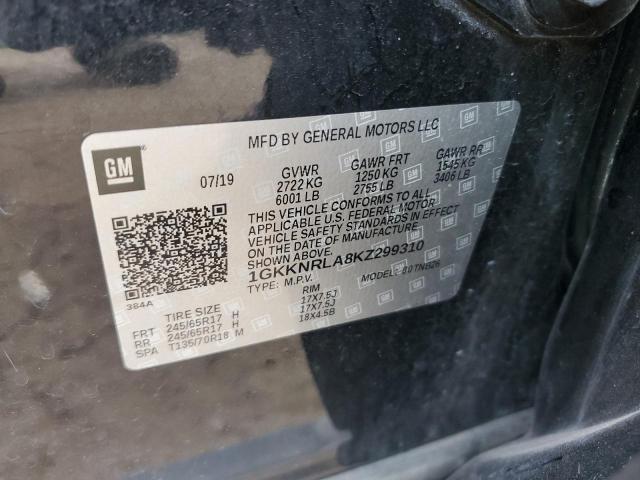 Photo 12 VIN: 1GKKNRLA8KZ299310 - GMC ACADIA SLE 