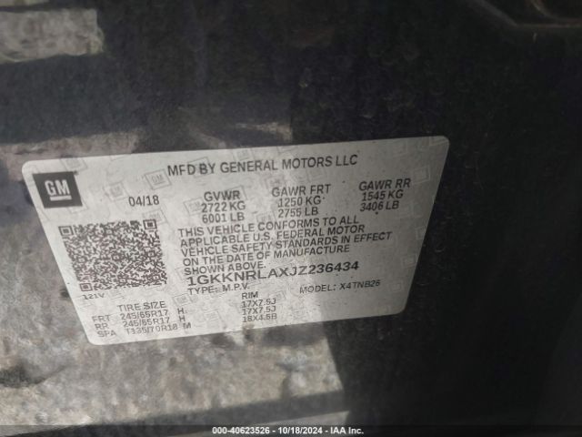 Photo 8 VIN: 1GKKNRLAXJZ236434 - GMC ACADIA 