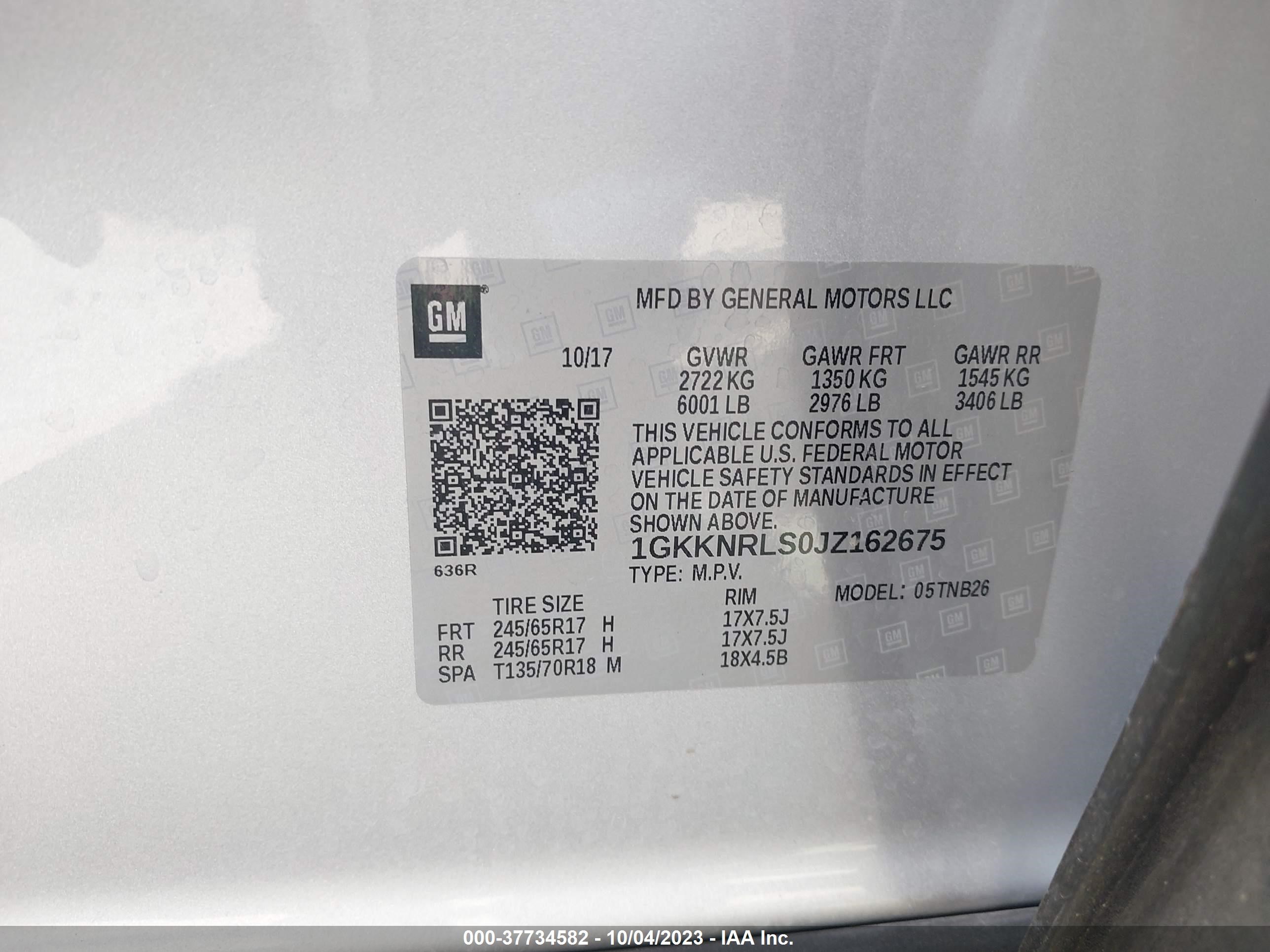 Photo 8 VIN: 1GKKNRLS0JZ162675 - GMC ACADIA 