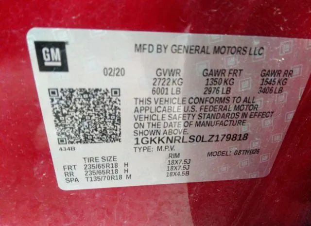 Photo 8 VIN: 1GKKNRLS0LZ179818 - GMC ACADIA 