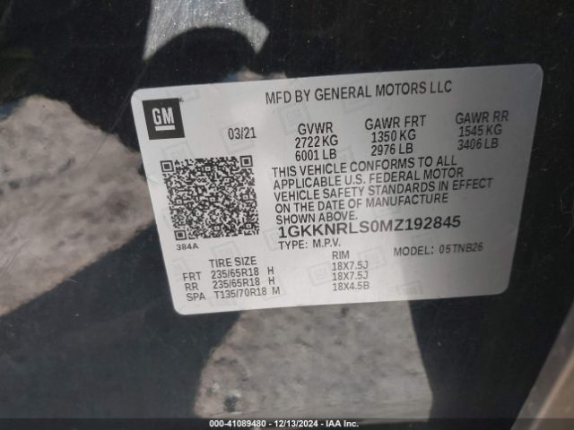 Photo 8 VIN: 1GKKNRLS0MZ192845 - GMC ACADIA 