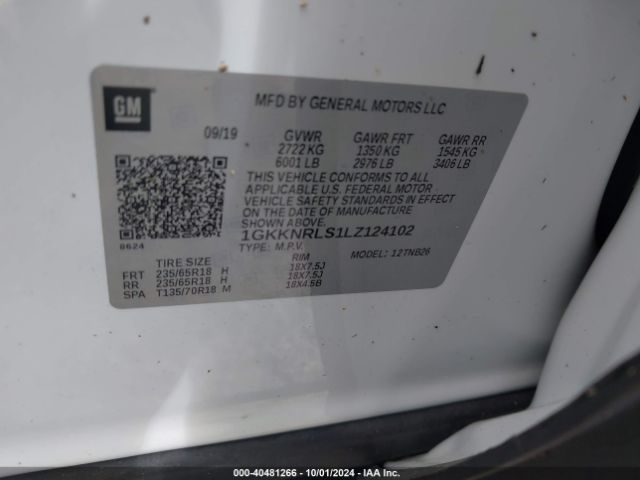 Photo 8 VIN: 1GKKNRLS1LZ124102 - GMC ACADIA 