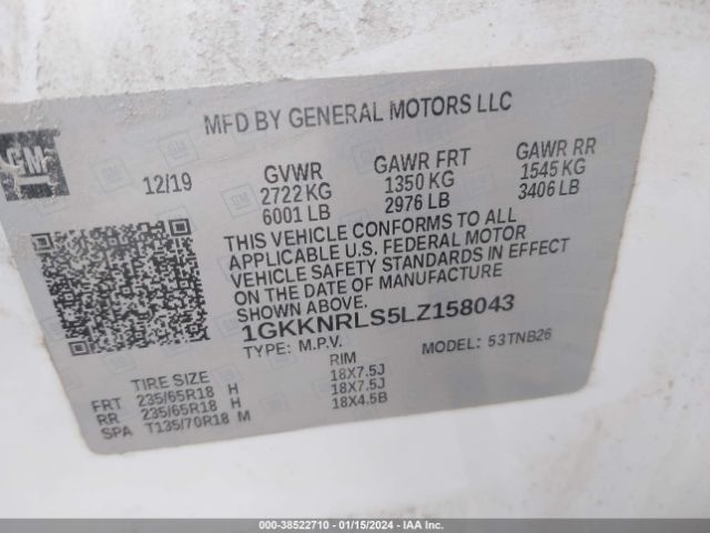 Photo 8 VIN: 1GKKNRLS5LZ158043 - GMC ACADIA 