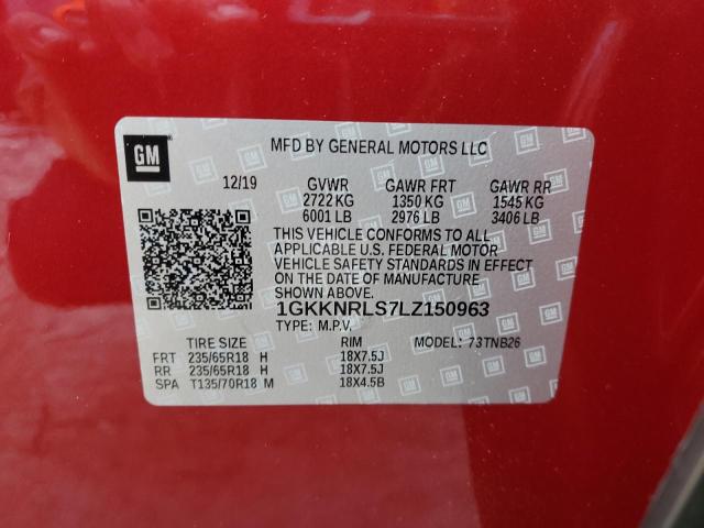 Photo 12 VIN: 1GKKNRLS7LZ150963 - GMC ACADIA SLE 