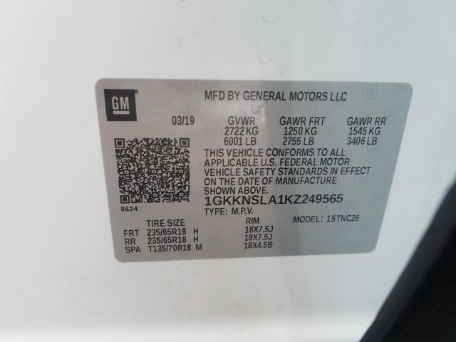 Photo 9 VIN: 1GKKNSLA1KZ249565 - GMC ACADIA SLE 