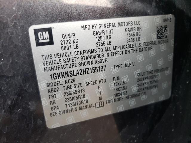 Photo 12 VIN: 1GKKNSLA2HZ155137 - GMC ACADIA SLE 