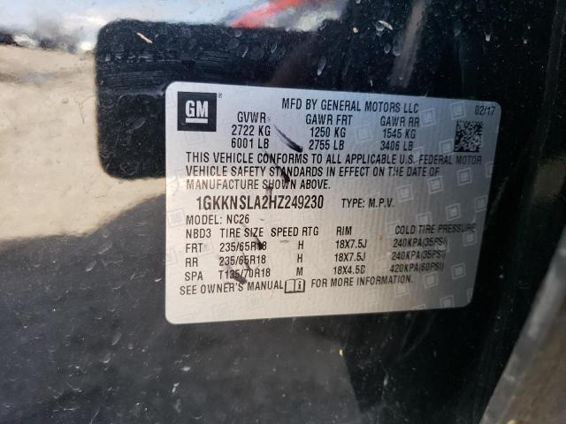 Photo 12 VIN: 1GKKNSLA2HZ249230 - GMC ACADIA SLE 