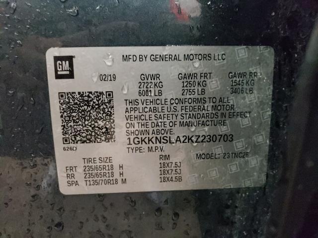 Photo 9 VIN: 1GKKNSLA2KZ230703 - GMC ACADIA SLE 