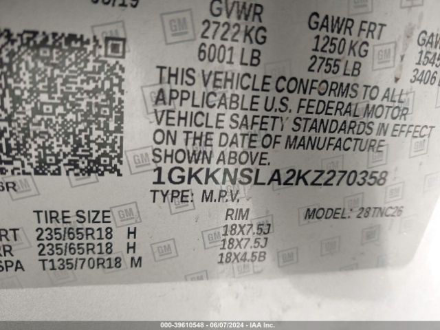 Photo 8 VIN: 1GKKNSLA2KZ270358 - GMC ACADIA 