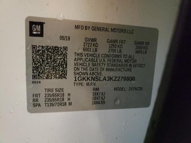 Photo 11 VIN: 1GKKNSLA3KZ279800 - GMC ACADIA SLE 