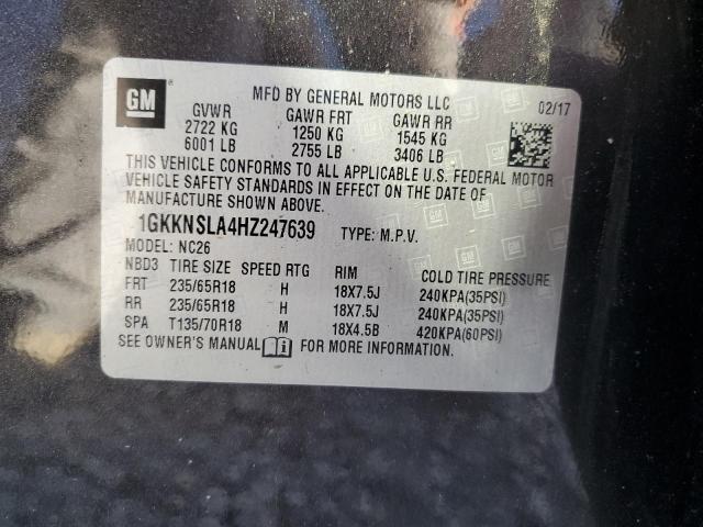 Photo 12 VIN: 1GKKNSLA4HZ247639 - GMC ACADIA SLE 