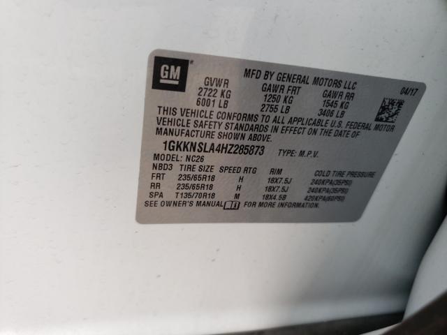 Photo 9 VIN: 1GKKNSLA4HZ285873 - GMC ACADIA SLE 