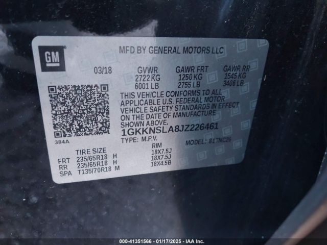 Photo 8 VIN: 1GKKNSLA8JZ226461 - GMC ACADIA 