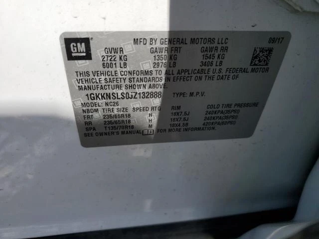 Photo 12 VIN: 1GKKNSLS0JZ132888 - GMC ACADIA SLE 