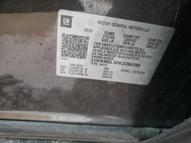 Photo 9 VIN: 1GKKNSLS0KZ284395 - GMC ACADIA SLE 