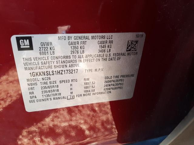 Photo 12 VIN: 1GKKNSLS1HZ173217 - GMC ACADIA SLE 