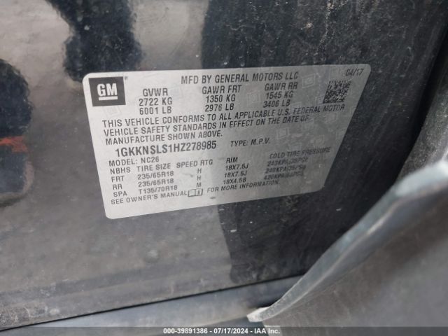 Photo 8 VIN: 1GKKNSLS1HZ278985 - GMC ACADIA 