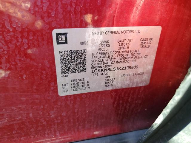 Photo 12 VIN: 1GKKNSLS1KZ139639 - GMC ACADIA SLE 