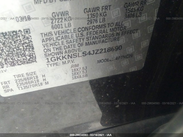 Photo 8 VIN: 1GKKNSLS4JZ218690 - GMC ACADIA 