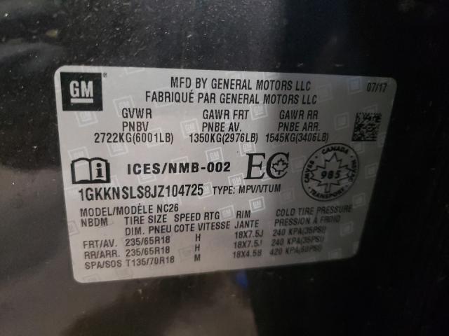 Photo 9 VIN: 1GKKNSLS8JZ104725 - GMC ACADIA SLE 