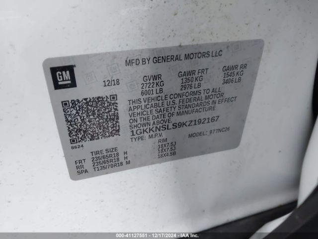 Photo 8 VIN: 1GKKNSLS9KZ192167 - GMC ACADIA 