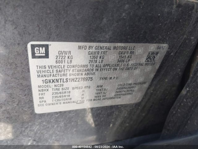 Photo 8 VIN: 1GKKNTLS1HZ278975 - GMC ACADIA 