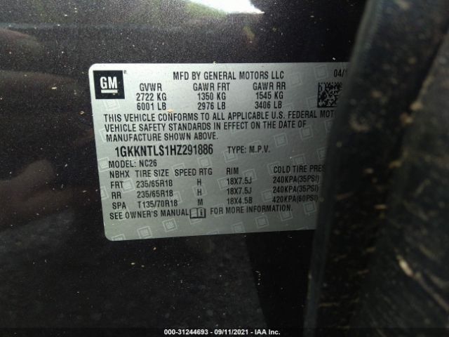 Photo 8 VIN: 1GKKNTLS1HZ291886 - GMC ACADIA 