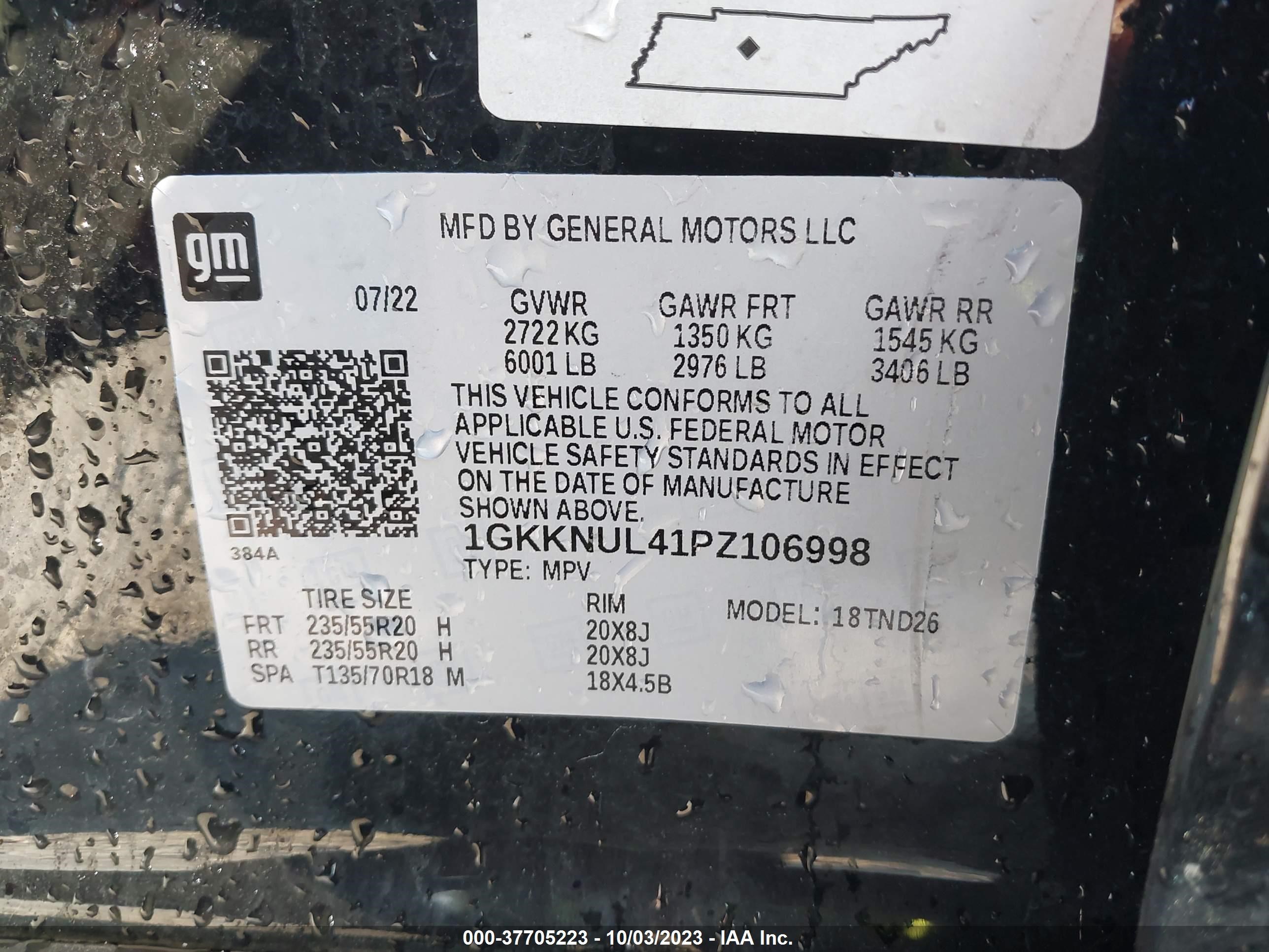 Photo 8 VIN: 1GKKNUL41PZ106998 - GMC ACADIA 