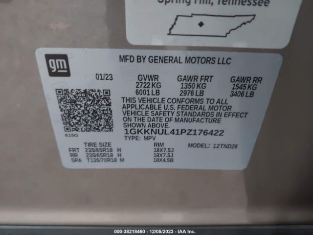 Photo 8 VIN: 1GKKNUL41PZ176422 - GMC ACADIA 